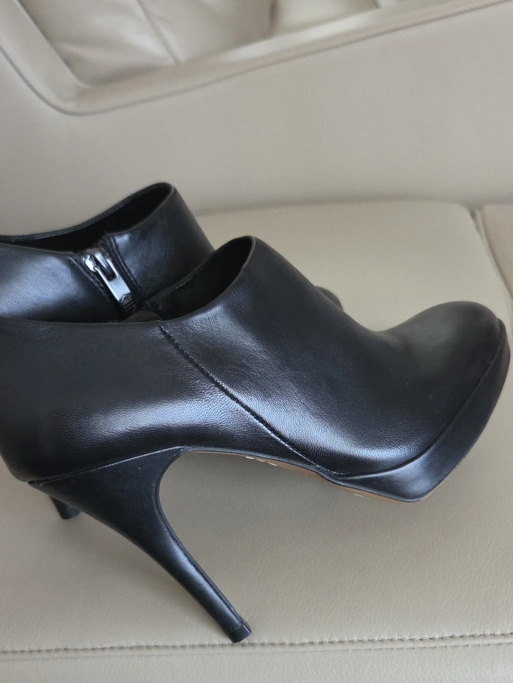 Classic Black Leather Women's High-Heel Ankle Booties